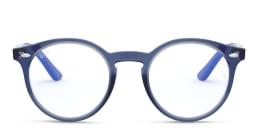 Shop Ray-Ban Junior Kids Round Eyeglasses in Transparent Blue online.