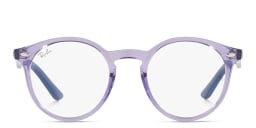 Shop Ray-Ban Junior Kids Round Eyeglasses in Transparent Purple online.