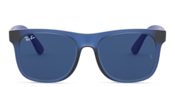Shop Ray-Ban Junior Kids Wayfarer Square Sunglasses in Transparent Blue online.