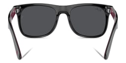 Shop Ray-Ban Junior Marvel Justin Kids Square Sunglasses in Black On Pink online.