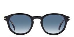 Shop DAVID BECKHAM Round Sunglasses in Matte Black/Dark Blue Shaded online.
