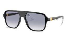 Shop Dolce & Gabbana Logo Signature Pilot Sunglasses in Black online.