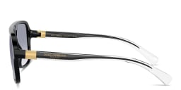 Shop Dolce & Gabbana Logo Signature Pilot Sunglasses in Black online.