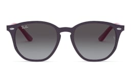 Shop Ray-Ban Junior Kids Irregular Polished Sunglasses in Violet/Grey Gradient Dark online.