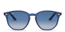 Shop Ray-Ban Junior Kids Irregular Sunglasses in Transparent Blue online.