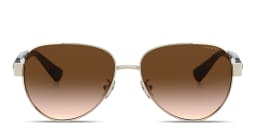 Shop Coach Logo Lettering Aviator Sunglasses in Gold online.