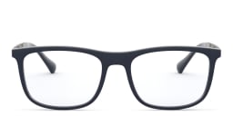 Shop Emporio Armani Wide Rectangle Eyeglasses in Blue online.