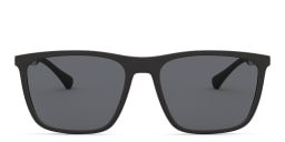 Shop Emporio Armani Rectangle Sunglasses in Rubber Black online.