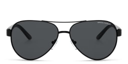 Shop Armani Exchange Logo Signature Pilot Sunglasses in Black/Grey online.