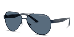 Shop Armani Exchange Logo Signature Pilot Sunglasses in Matte Blue online.