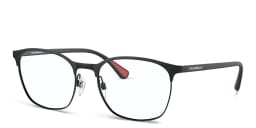 Shop Emporio Armani Oval Eyeglasses in Matte Black online.