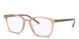 Shop Ray-Ban Logo Signature Unisex Square Eyeglasses in Beige online.