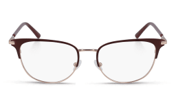 Shop Calvin Klein Rectangle Eyeglasses in Red On Gold online.