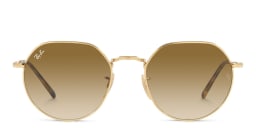 Shop Ray-Ban Jack Unisex Irregular Sunglasses in Gold/Clear Gradient Brown online.