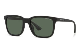 Shop Armani Exchange Rectangle Sunglasses in Black online.