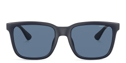 Shop Armani Exchange Logo-Print Rectangle Sunglasses in Blue/Dark Blue online.