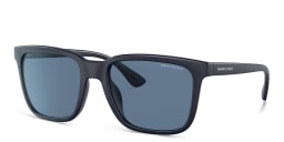 Shop Armani Exchange Logo-Print Rectangle Sunglasses in Blue online.