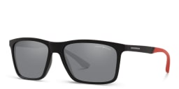 Shop Emporio Armani Rectangle Sunglasses in Matte Black online.