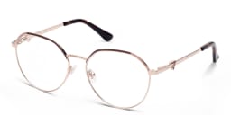 Shop Guess Round Eyeglasses in Gold online.