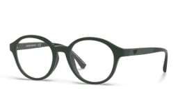 Shop Emporio Armani Kids Round Eyeglasses in Green online.