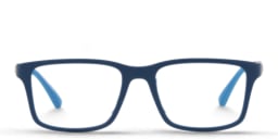 Shop Emporio Armani Kids Rectangle Eyeglasses in Blue online.
