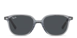 Shop Ray-Ban Junior Leonard Kids Square Sunglasses in Transparent Blue/Dark Grey online.