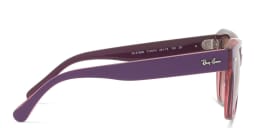 Shop Ray-Ban Junior Kids Square Sunglasses in Violet On Transparent Pink online.