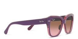 Shop Ray-Ban Junior Kids Square Sunglasses in Violet On Transparent Pink online.