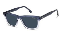 Shop Carrera Logo Lettering Rectangle Sunglasses in Blue Shaded online.