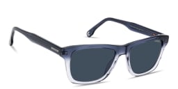 Shop Carrera Logo Lettering Rectangle Sunglasses in Blue Shaded online.