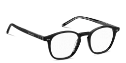 Shop Tommy Hilfiger Logo Lettering Square Eyeglasses in Black online.