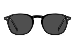 Shop Tommy Hilfiger Logo Lettering Square Sunglasses in Black online.