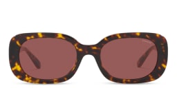 Shop Coach Round Sunglasses in Tortoise/Dark Violet Solid online.
