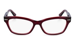 Shop Calvin Klein Logo Cat-Eye Eyeglasses in Red online.