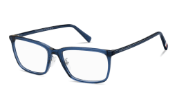 Shop Tommy Hilfiger Logo Lettering Wide Rectangle Eyeglasses in Blue online.
