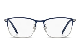 Shop Tommy Hilfiger Engraved Logo Rectangle Eyeglasses in Matte Blue Palladium online.