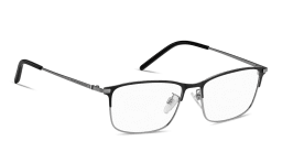 Shop Tommy Hilfiger Engraved Logo Rectangle Eyeglasses in Black Ruthenium online.