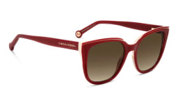 Shop Carolina Herrera Round Sunglasses in Burgundy online.