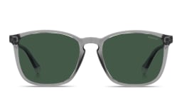 Shop Polaroid Stamped Logo Square Sunglasses in Transparent Grey/Green online.