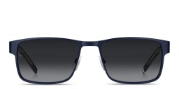 Shop Tommy Hilfiger Flag Logo Rectangle Sunglasses in Blue online.