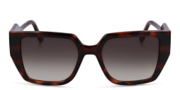 Shop KARL LAGERFELD Rectangle Sunglasses in Tortoise/Gradient Khaki online.