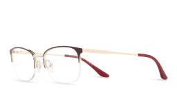 Shop TRICE Half-Rim Rectangle Eyeglasses in Burgundy online.