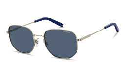 Shop Polaroid Logo Lettering Irregular Sunglasses in Gold online.