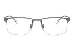 Shop Emporio Armani Wide Half-Rim Pillow Eyeglasses in Matte Gunmetal online.