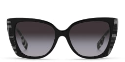 Shop BURBERRY Cat-Eye Sunglasses in Black/Check White Black online.