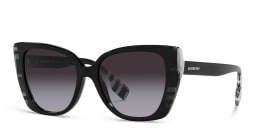 Shop BURBERRY Cat-Eye Sunglasses in Black/Check White Black online.