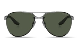 Shop Prada Linea Rossa Logo Signature Pilot Sunglasses in Gunmetal online.