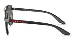 Shop Prada Linea Rossa Logo Signature Pilot Sunglasses in Gunmetal online.