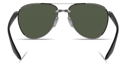 Shop Prada Linea Rossa Logo Signature Pilot Sunglasses in Gunmetal online.