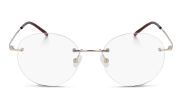 Shop Calvin Klein Unisex Rimless Round Eyeglasses in Gold online.